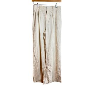 Hollister Womens S Beige Ultra High Rise Livvy Wide Leg Linen Blend Pants Long